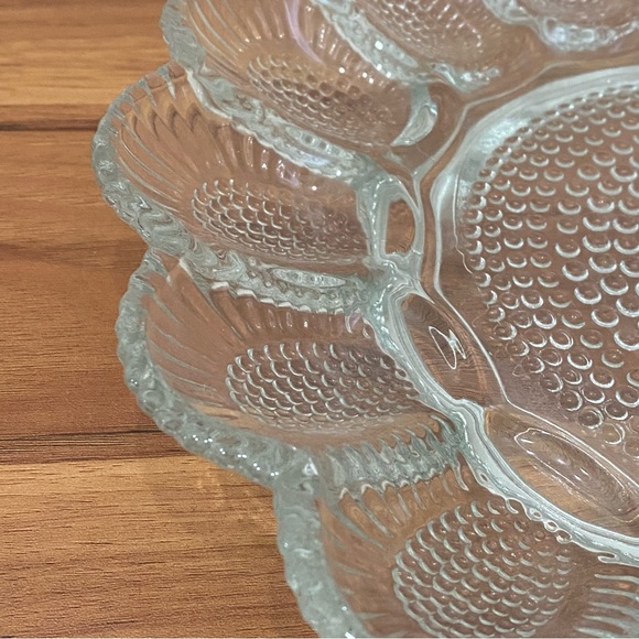 Vintage Indiana Carnival Glass Clear Deviled Egg Platter Serving Tray - Picture 11 of 11